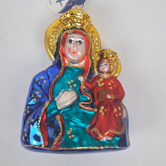 Our Lady of Czestochowa Madonna and Child Handmade Glass Ornament - Picture 1 of 16
